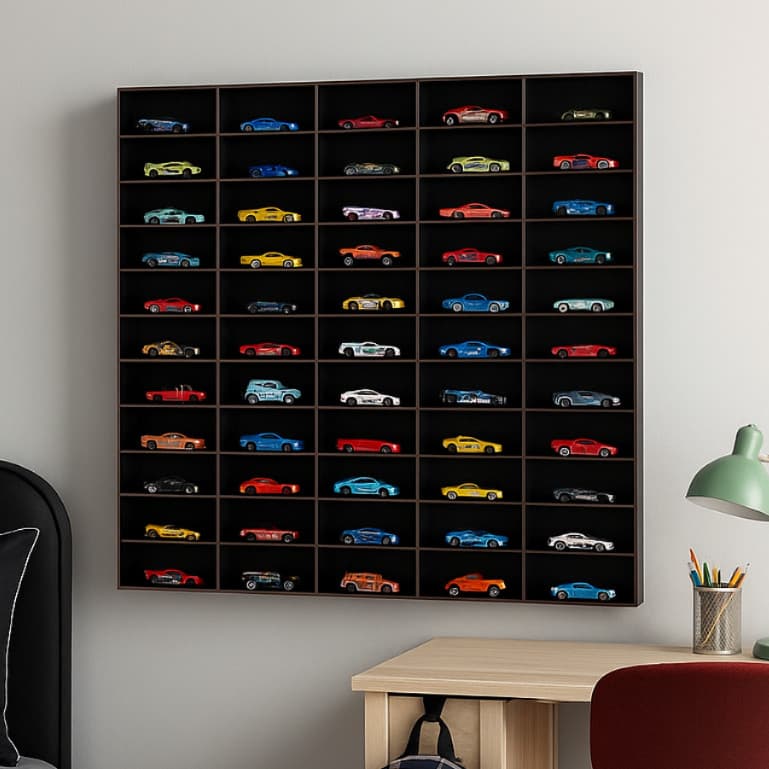 Expositor Hot Wheels Carro Miniatura Prateleira 60 Divisórias Estante De Carrinhos Brinquedos