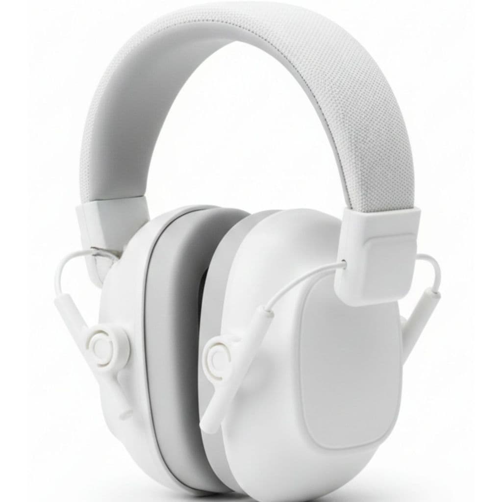 Abafador Protetor de Ruído Infantil Adulto Regulável Branco com Ajuste Confortável Hastes Reforçadas