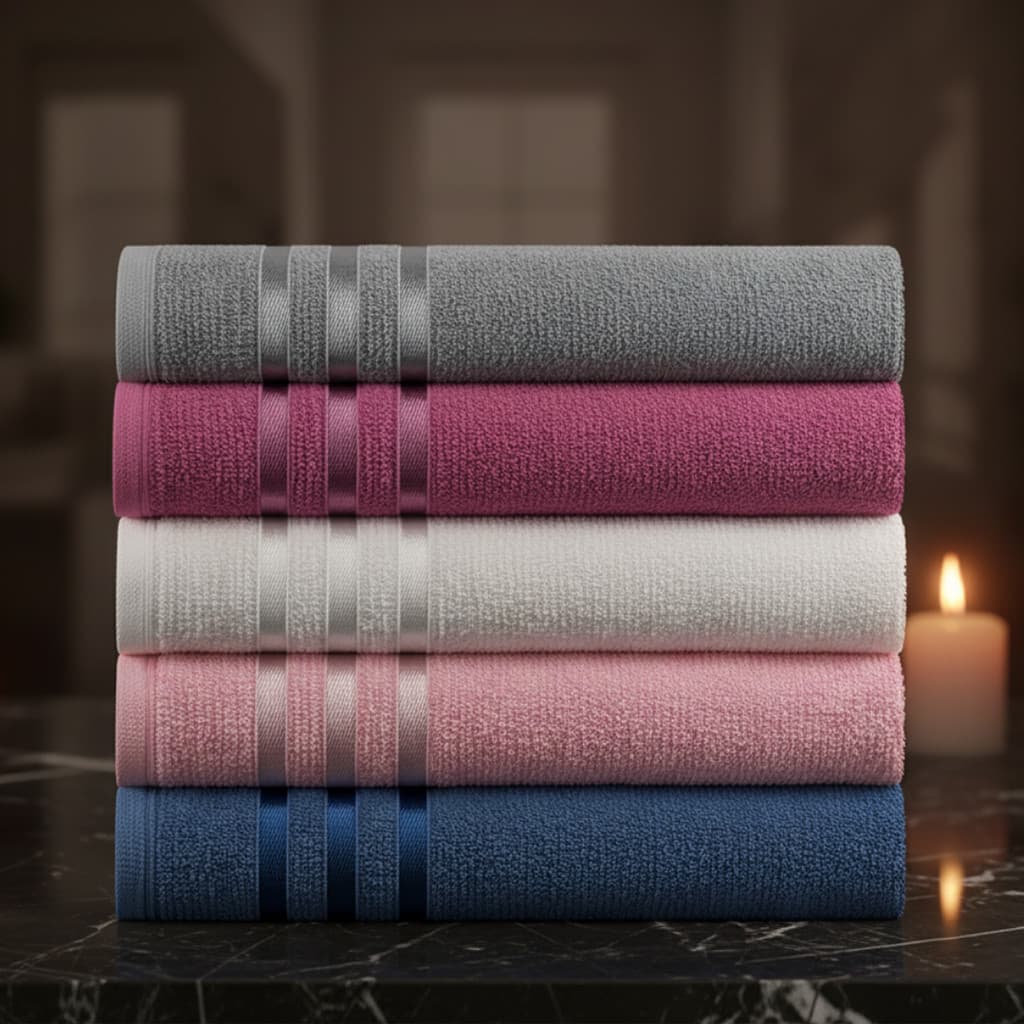 Kit 5 Toalhas de Rosto 40x65cm 100% Algodão Alta Maciez - Linha Bruna