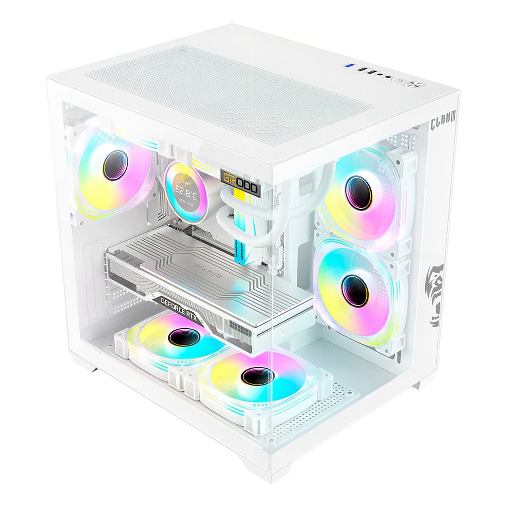 Gabinete Gamer Clanm Grodd Night Vidro Temperado Rgb Micro Atx / Itx