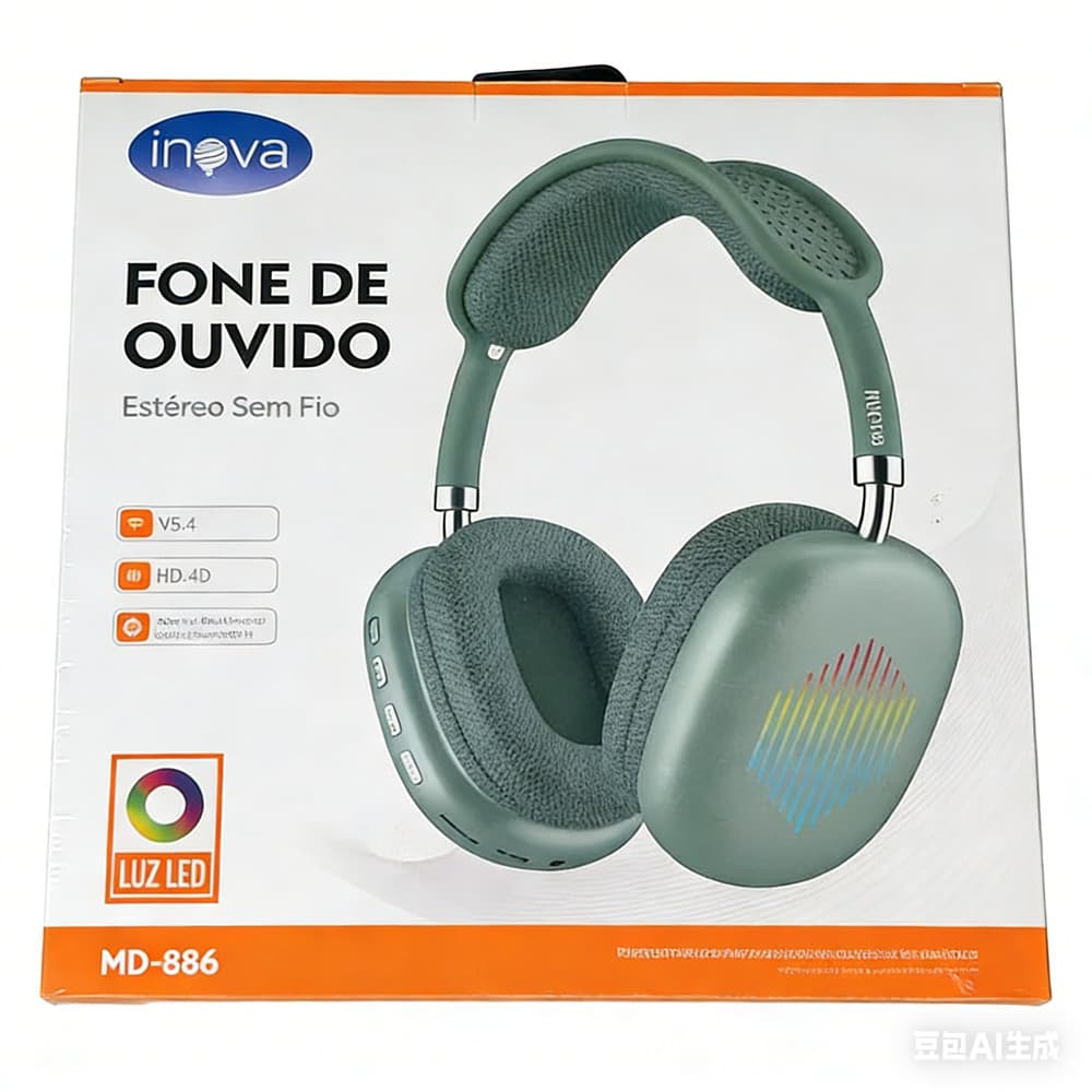 Fone Sem Fio Inova MD-886 Bluetooth V5.4 Hi-Fi Estéreo Pro