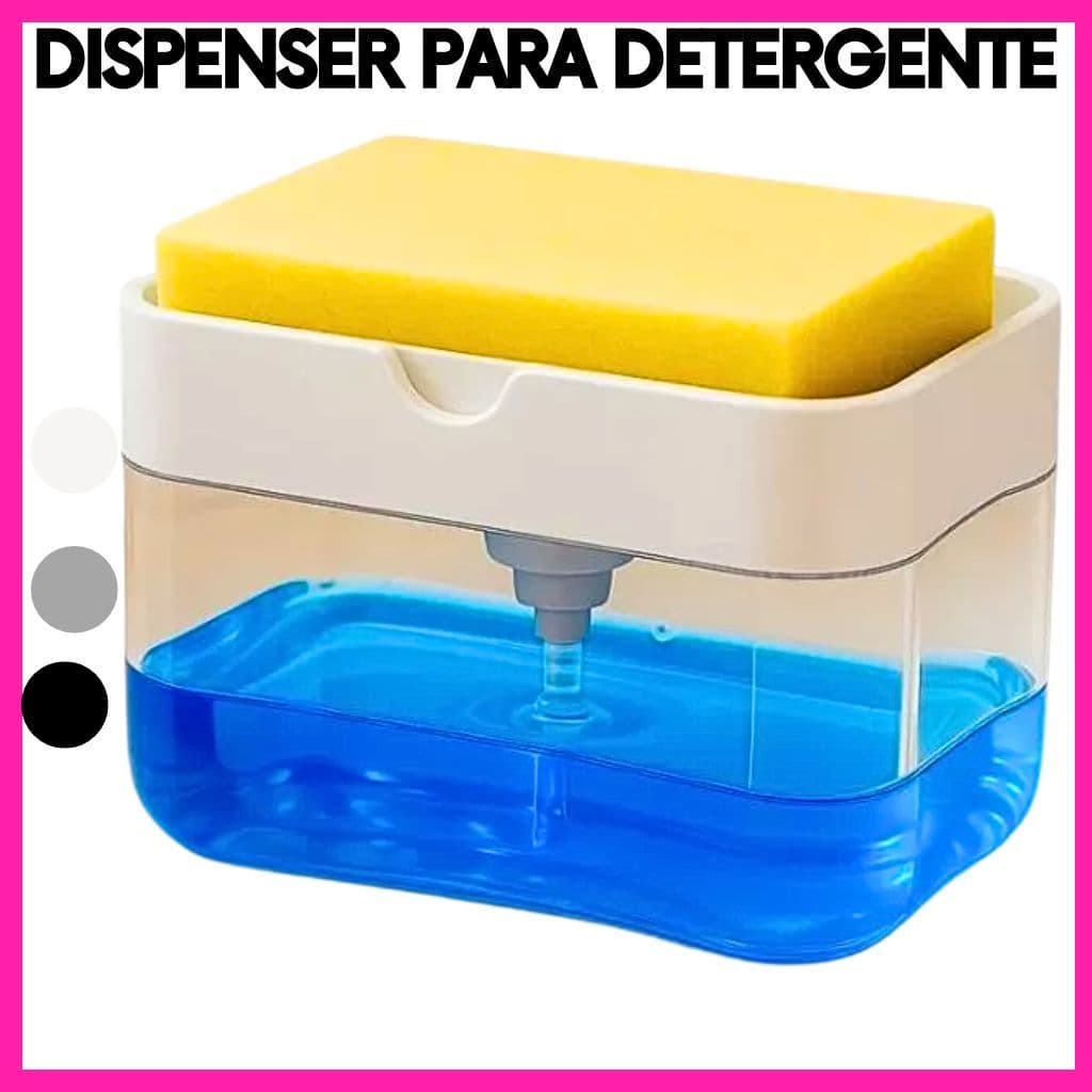 Dispenser de Detergente Porta Sabão Líquido com Suporte Para Bucha Esponja Limpeza Cozinha 1 Unidade