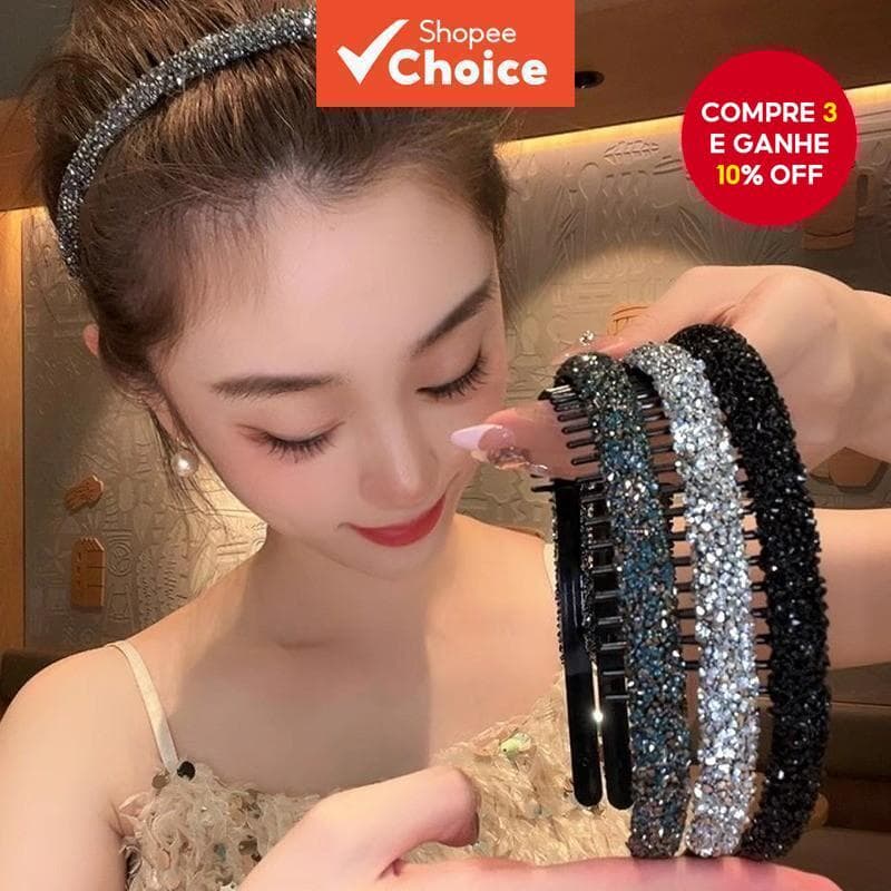 Faixa De Cabelo Elegante Com 1/2/3/4 Peças, Barata, Brilhante E Com Clipe, Ideal Para Mulheres E meninas