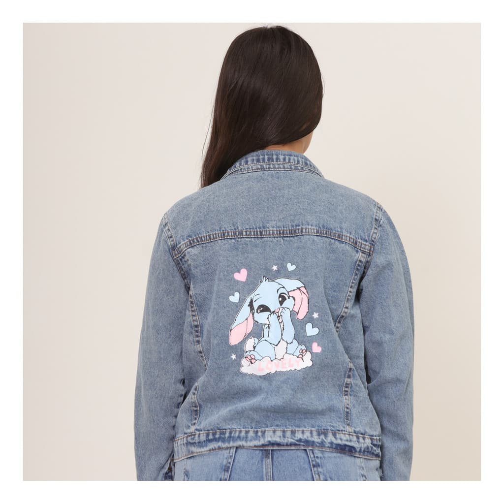Jaqueta Jeans Infantil Feminina Estampada juvenil Blogueirinha