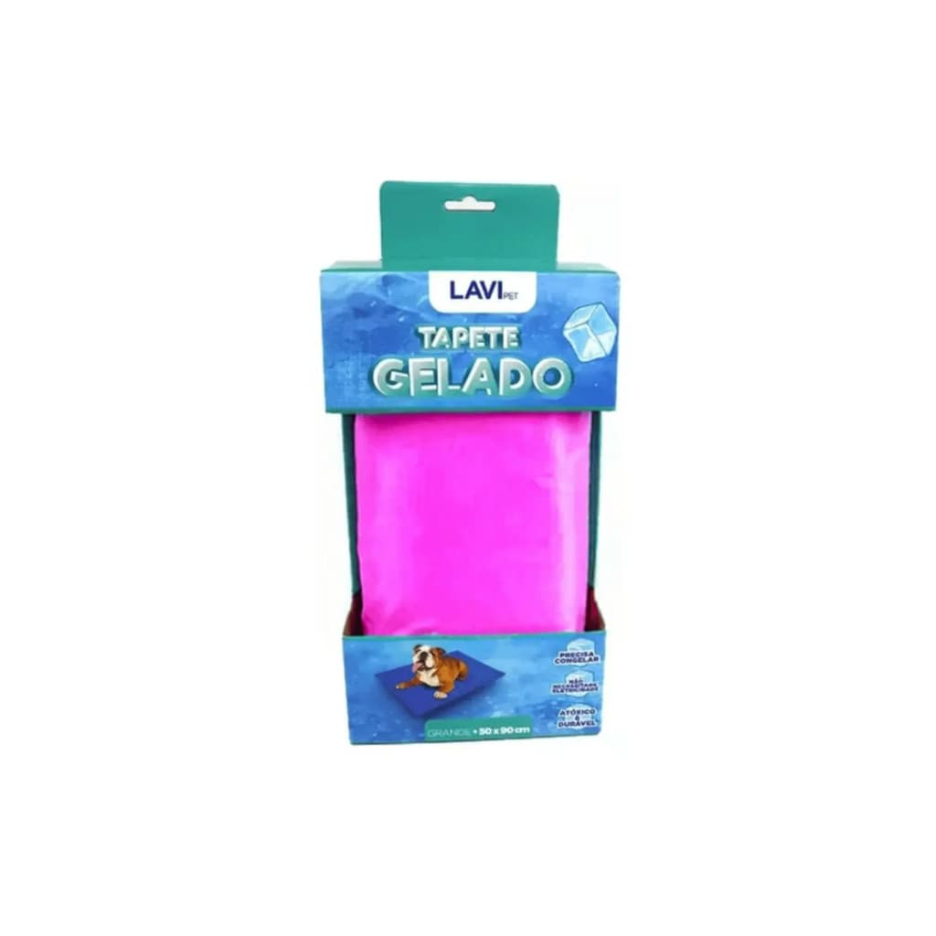 Tapete Gelado Lavi Pet Tam G Rosa Colchão Refrescante Gelado Térmico Para Pets Cães Gatos Medidas: 50 x 90 cm