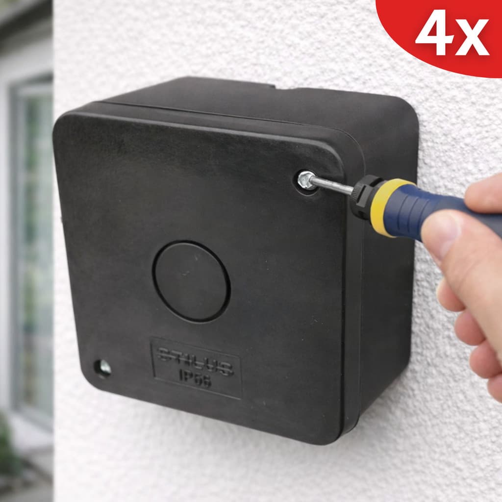 KIT 4 Caixa Plástica Organizadora de Proteção Câmera Parafuso C/ Vedação Stilus IP55 Preto