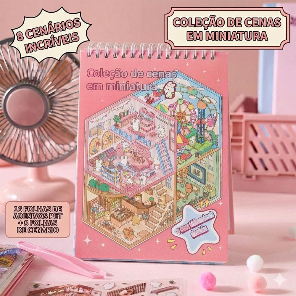 📖 Livro De Adesivos Infantil Fofo Com Pinça ✨ PET Seguro Capa Dura Educativo Presente Volta Às Aulas