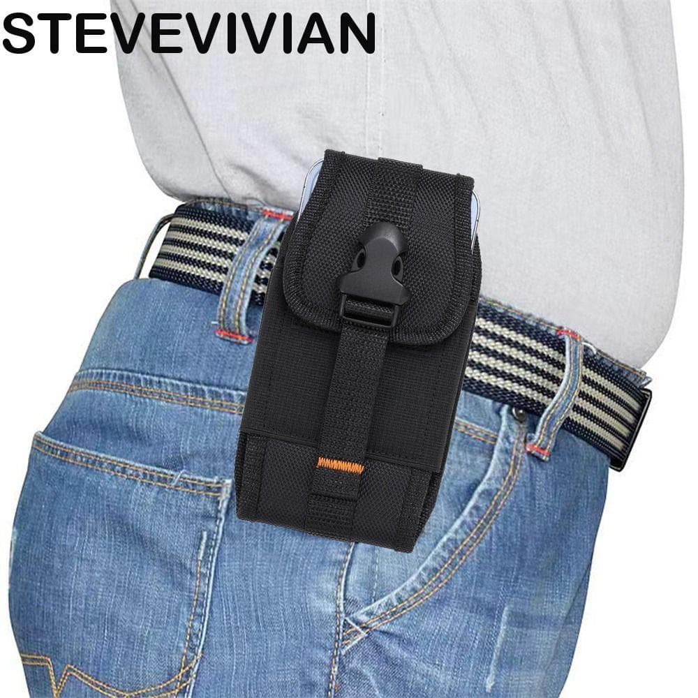 STEVEVIVIAN Bolsa De Telefone Masculina Dupla Celular Cinto Cintura Capa De Preta Carteira