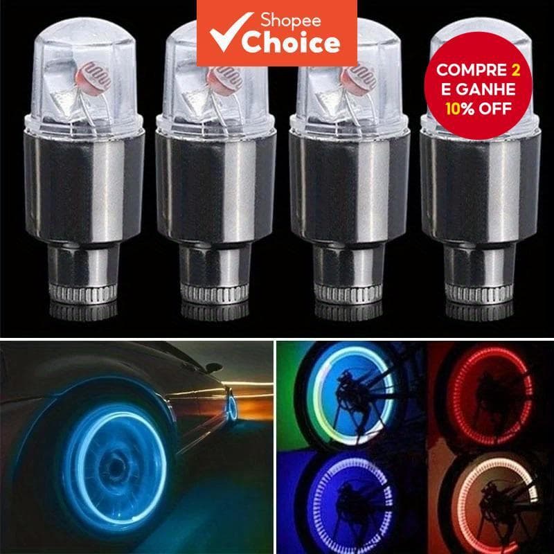 2/4 Pcs LED Tampas De Válvula De Pneu Neon Light Flash Strobe Para Carro Motocicleta Bicicleta