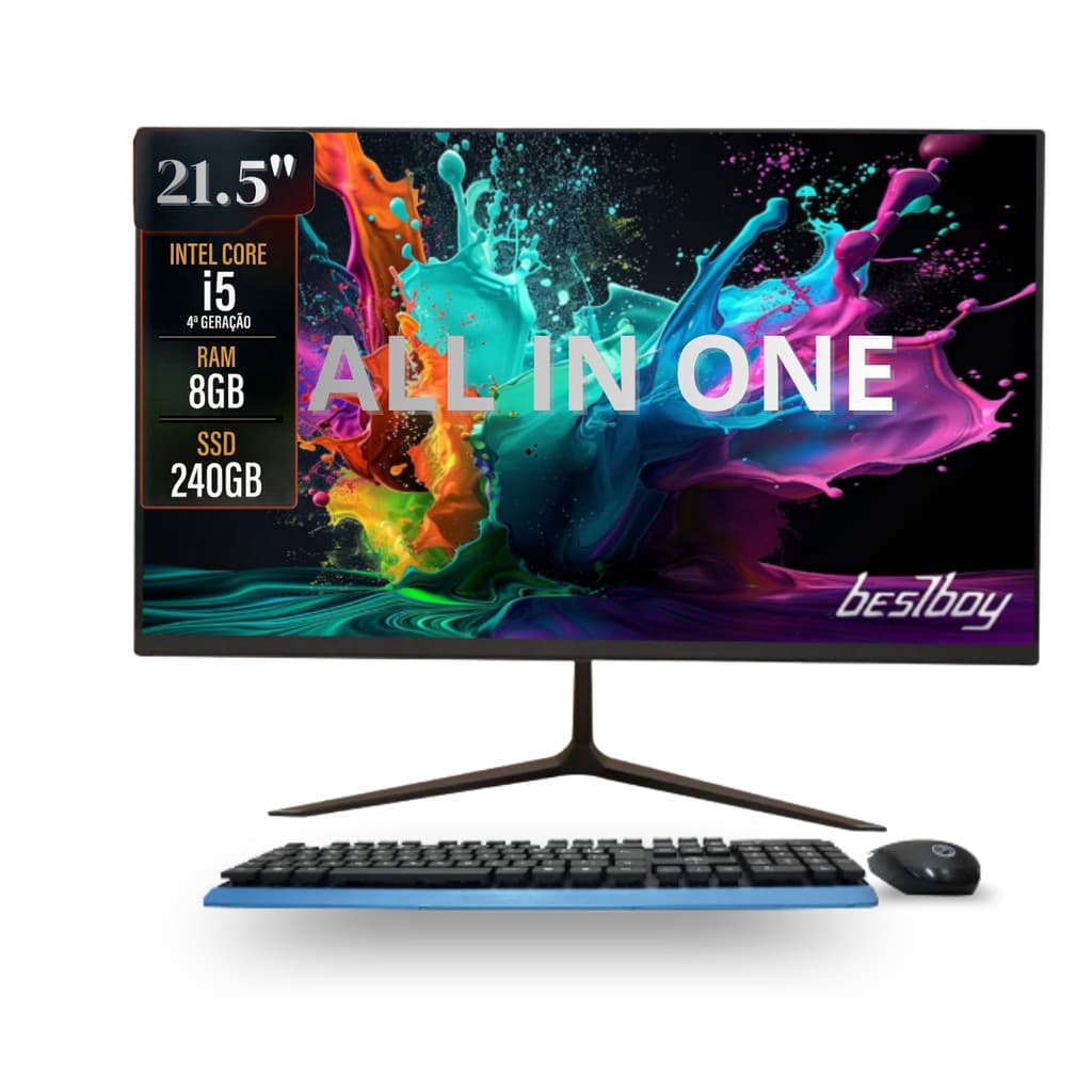COMPUTADOR ALL IN ONE WORK MACHINE BESTBOY INTEL CORE I5 4º 8GB RAM SSD 240GB MOU TEC 21.5 PT