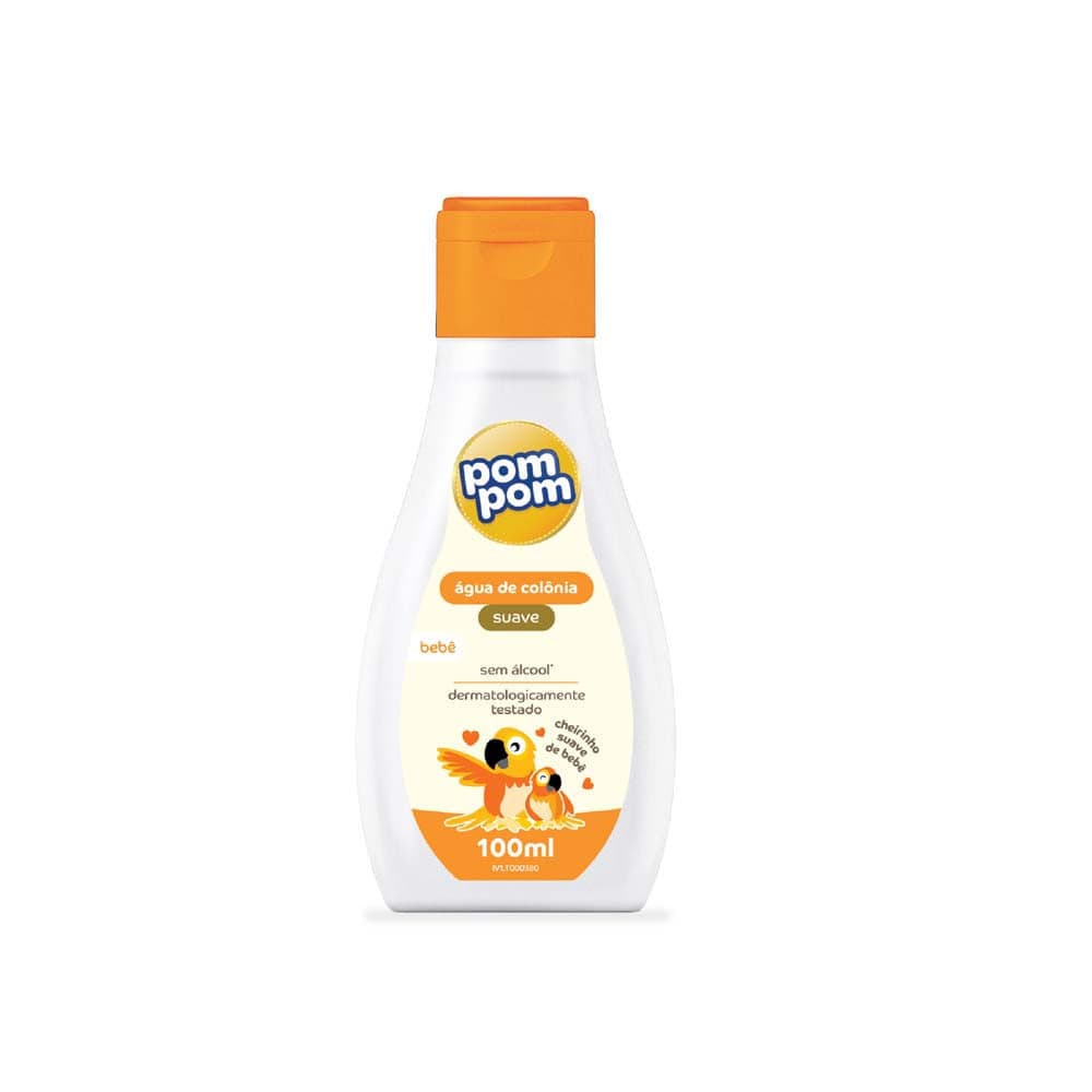 Água de Colônia Infantil Pom Pom Cheiro Suave de Bebê Zero Álcool 100ml