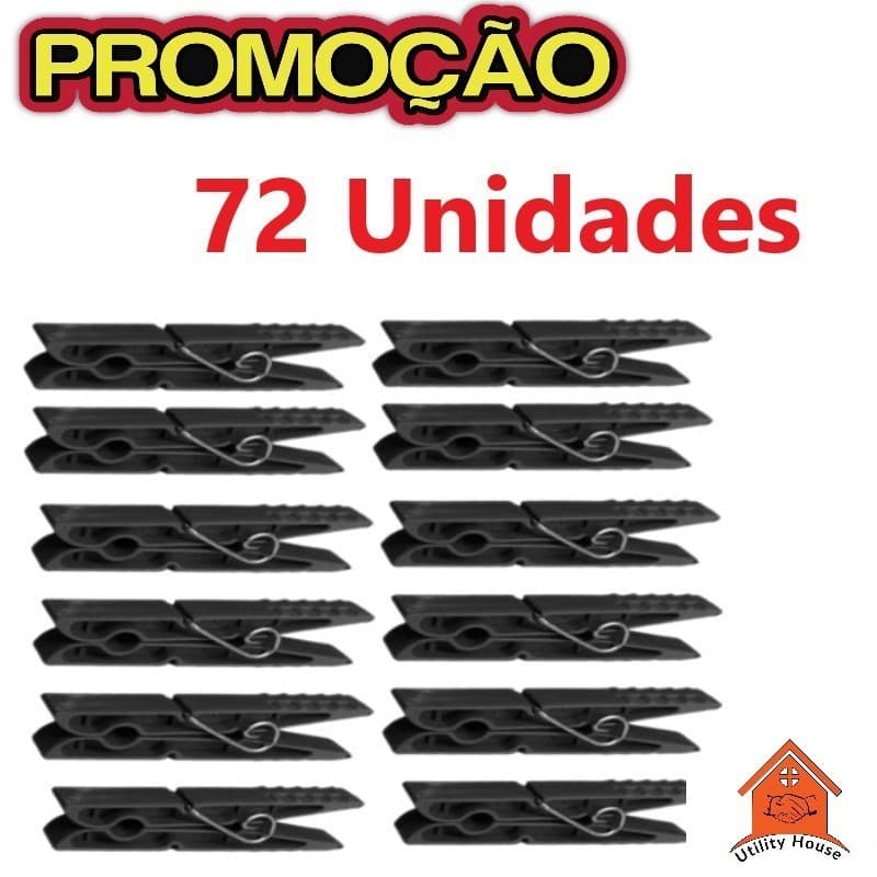Kit 72 Unidades de Prendedor de Roupa Plástico COD:001