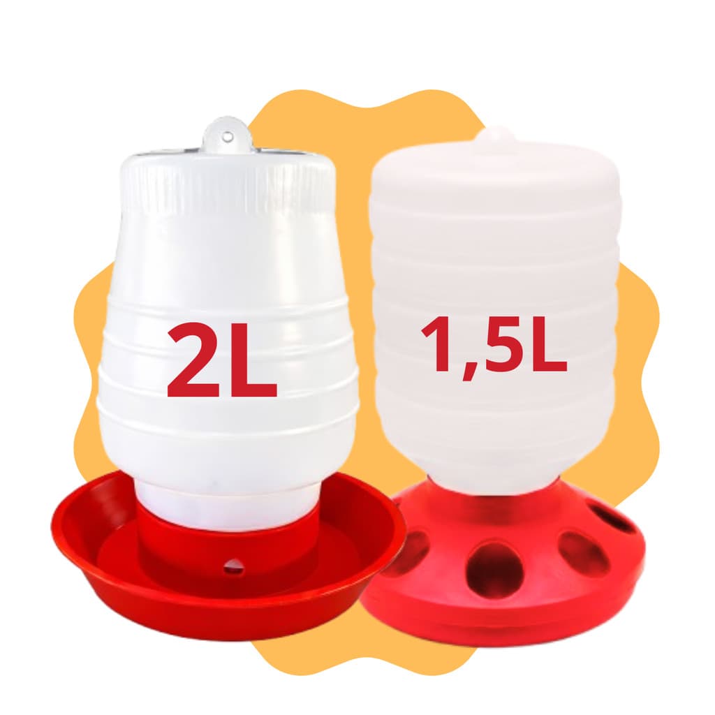 Kit Comedouro 1,5L Bebedouro 2L Resistente Para Aves Galinha Pato Codorna Pintinho