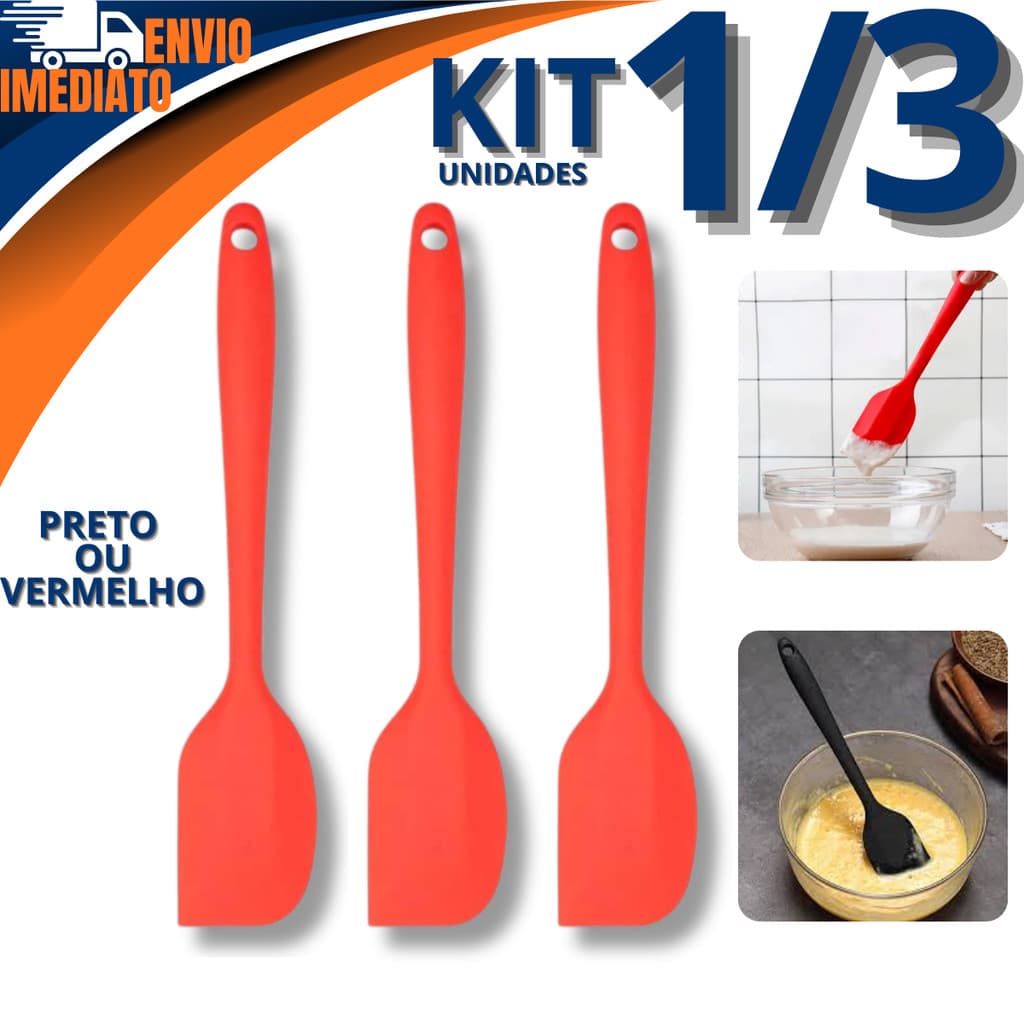 Kit 1/2/3 Espátula Pão Duro Grande De Silicone 27cm Livre BPA Culinaria Confeitaria Utensilio Cozinha