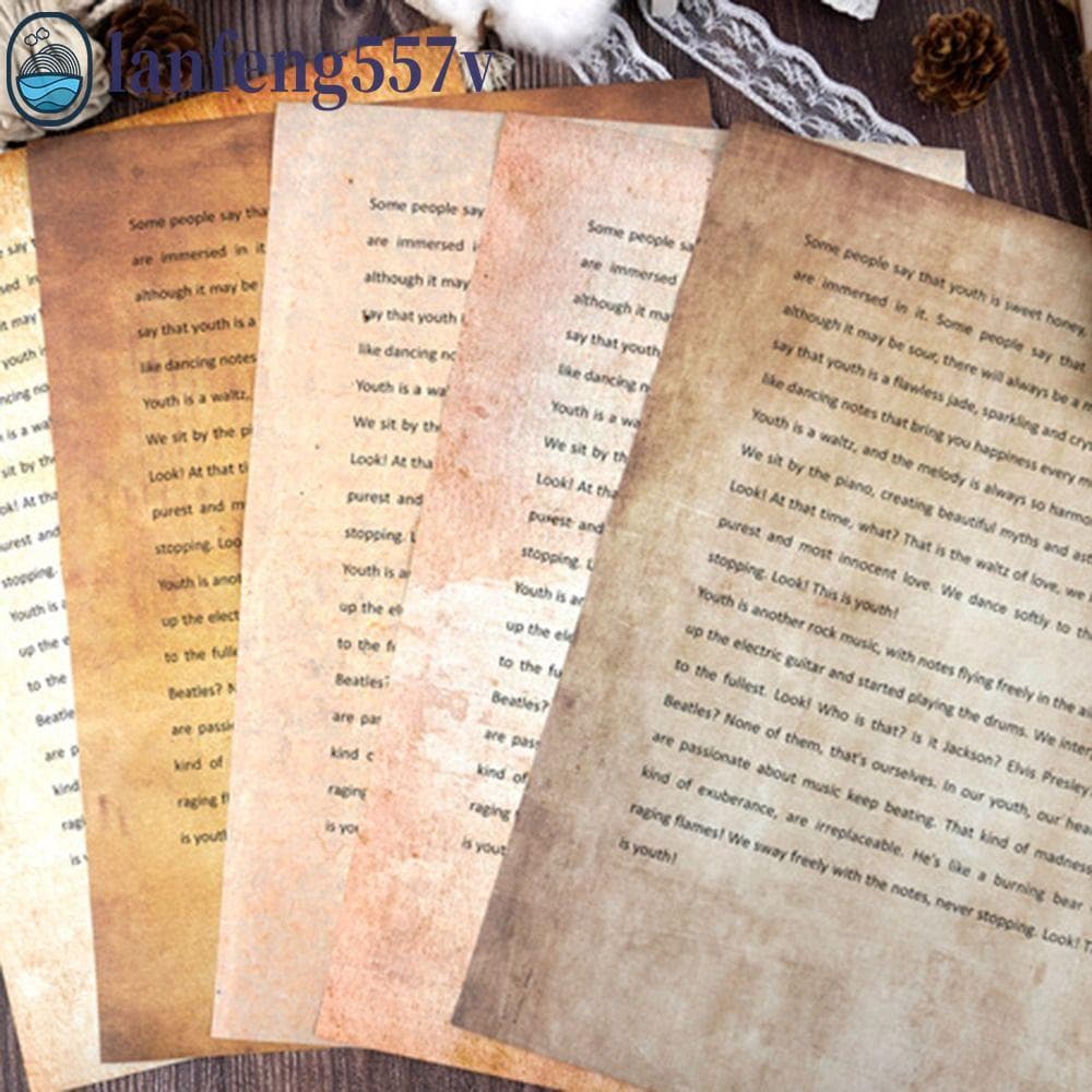 LANFENG 50 Folhas De Papel Para Escrita De Papelaria , De Impressão Clássica Simples , Mais Grosso