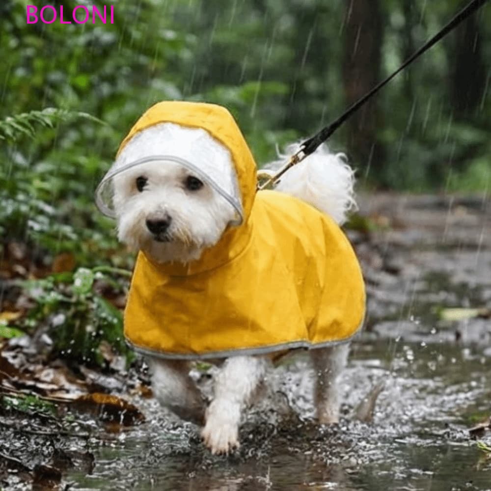 Capa Impermeável BOLONI , De Chuva Com Capuz Para Cachorro Listras Reflexivas E Cobertura Total , Macacão Resistente À S