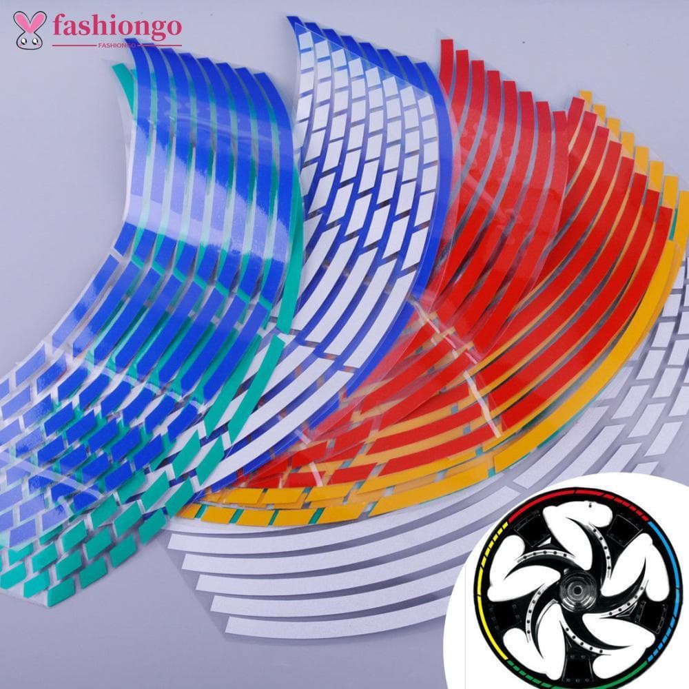 FASHIONGO 16 Unidades De Aro De Roda De Motocicleta 16 Tiras Reflexivas 18 " Fita Listrada Adesivos Decalque G3P6