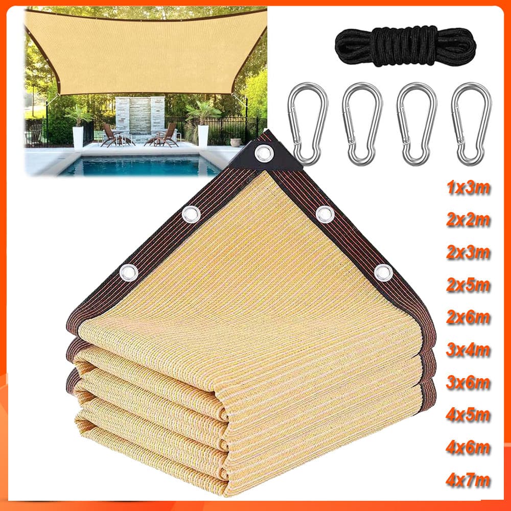 Tela Sombreamento Cobertura Garagem Piscina Toldo Shade Pergolado Tenda Lona Flexível e Permeável à Água e Ar bege