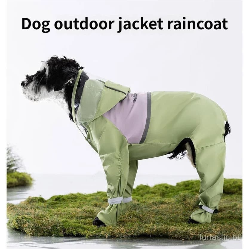 Capa de chuva impermeável para cachorro médio e grande roupa pet 4 patas à prova de vento