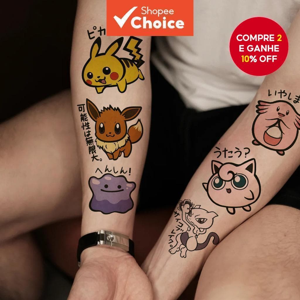 36 Folhas De Adesivos De Tatuagem À Prova D'água Pokémon , Tatuagens Temporárias Duráveis Para Braço , Perfeitas Diversã