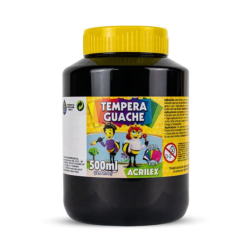 Tinta guache Preto 500ml 520 Acrilex