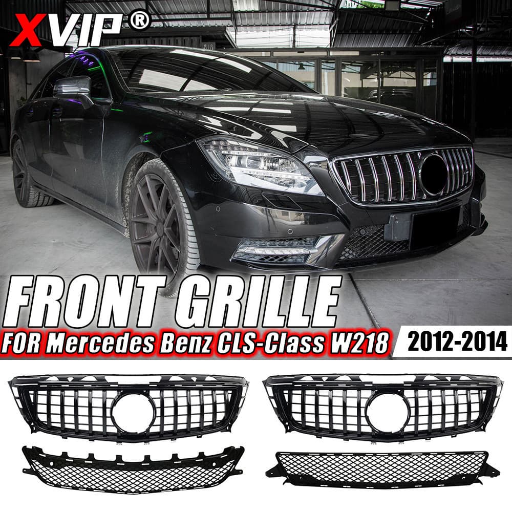 XVIP Grade De Corrida Dianteira Cromada Prateada Estilo Diamantes Para Mercedes Benz CLS-Class W218 CLS350 CLS500 CLS550