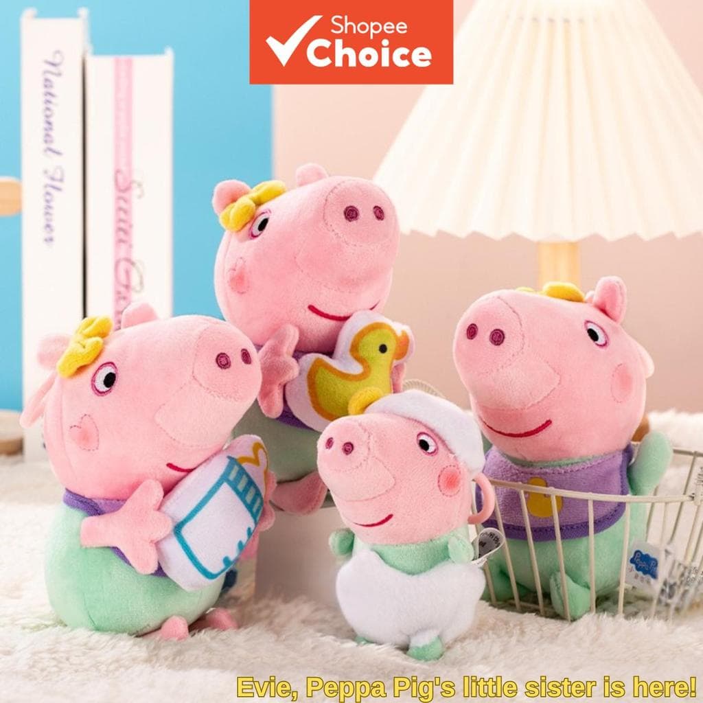  Chaveiro de Pelúcia Peppa Pig Evie Sister Oficial 11cm, Chaveiro Fofo e Macio para Bolsa, Presente Estético para