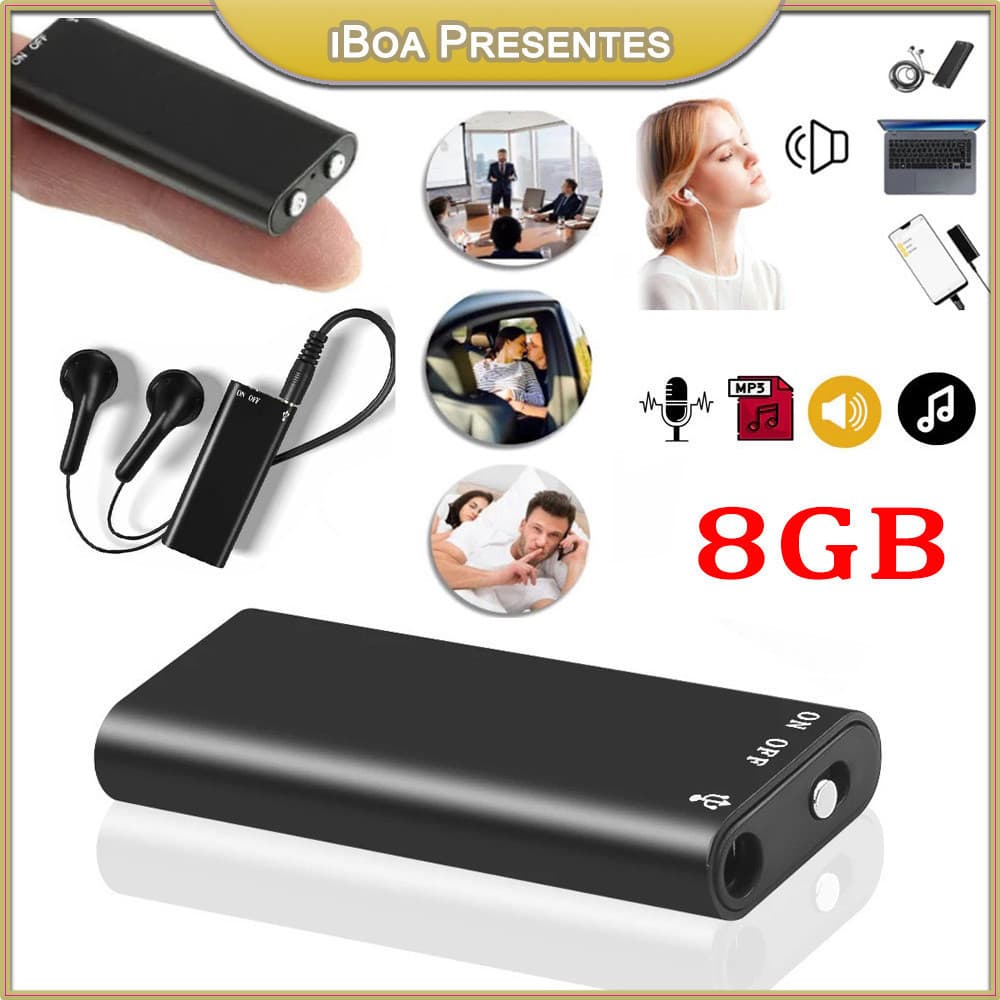 8G Micro Mini Gravador Digital MP3 Gravador De Voz Pode Monitorar 96h-Micro Escuta Profissional