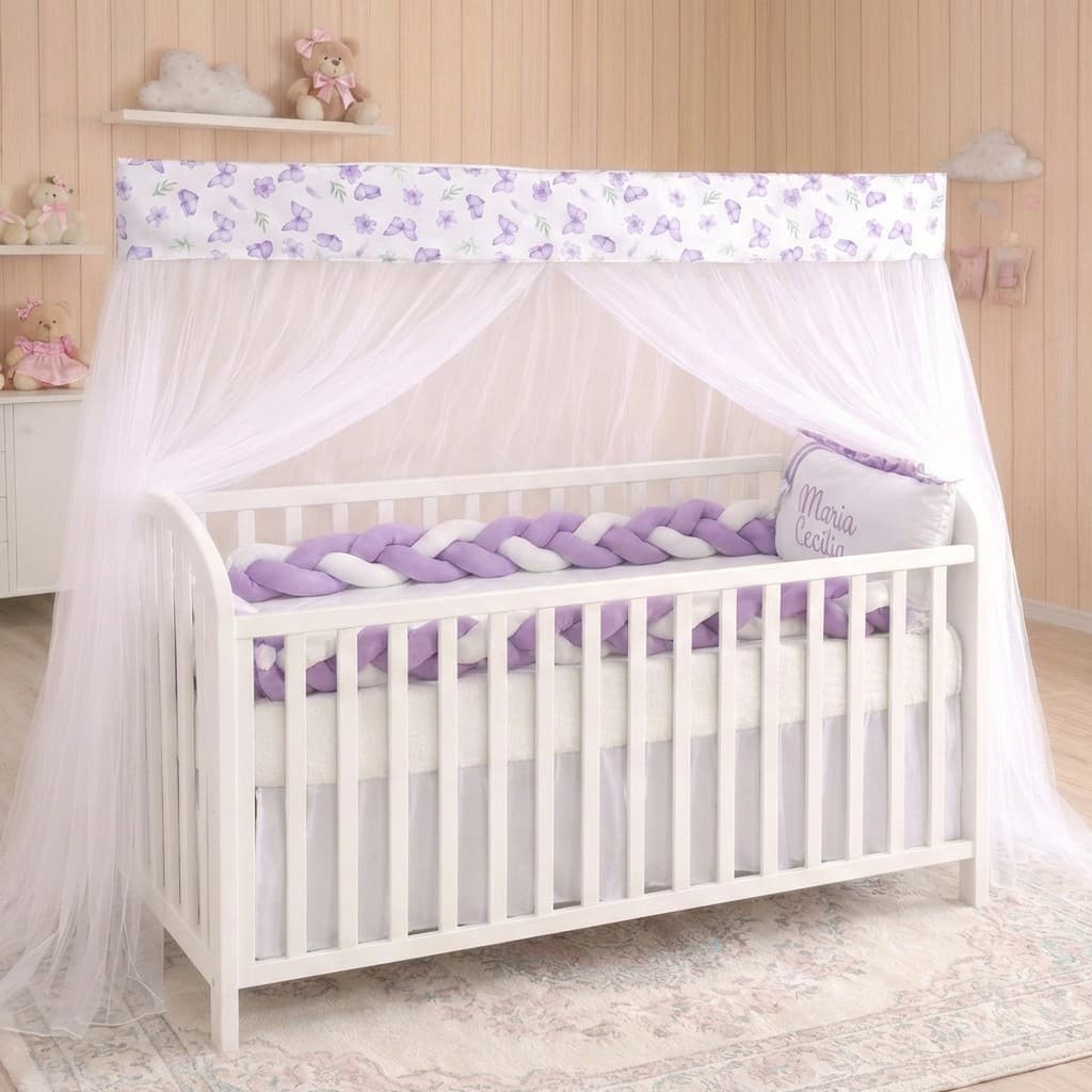 Mosquiteiro Tule Berço Americano E Mini Berço Bando Estampado Infantil Menino Menina