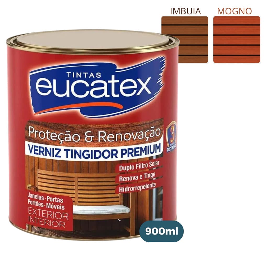 Verniz Tingidor Escuro e Brilhante Imbuia/Mogno 900ml - VERNIZ EUCATEX