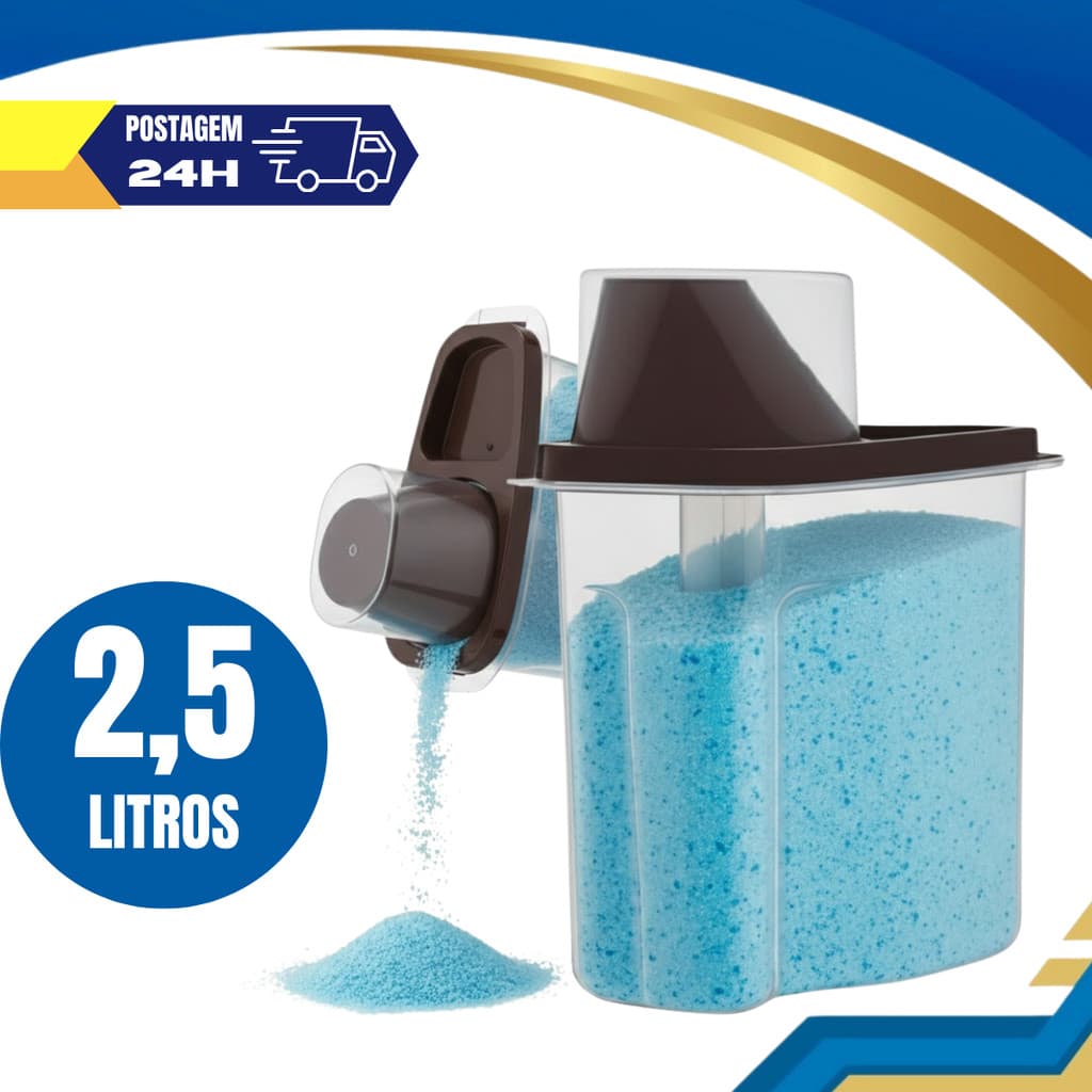 02 Unidades Porta Sabão Multiuso e Organizador com Medidor Resistente 2,5 Litros