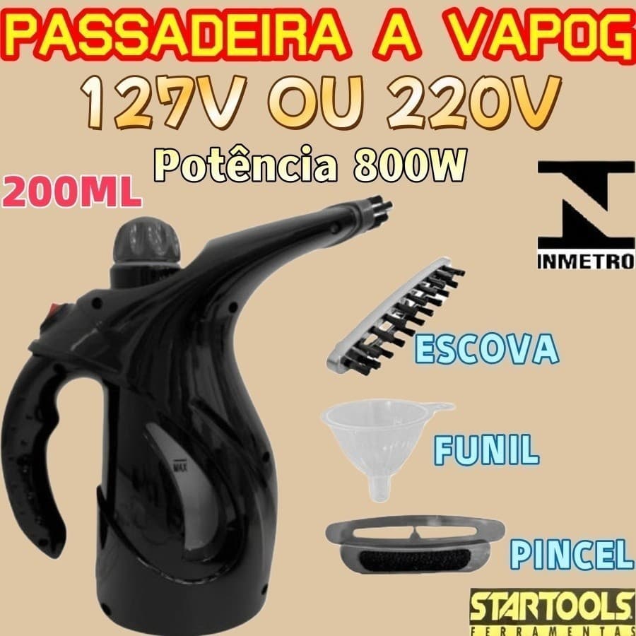 Passadeira A Vapor Com Escova Potência 127V OU 220V Potência 800W De 200ML Inmetro 22Cm Startools
