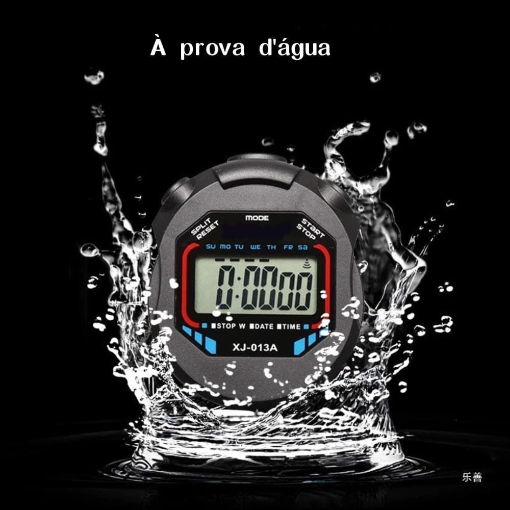 Cronômetro Esportivo Digital Preto 1/100s com Tela Grande e Fácil Leitura