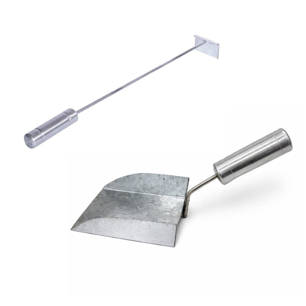 Kit Pá Cinza Para Limpeza Churrasqueira Reforçada + Espalhador De Brasas Com Cabo Alumínio Térmico Are