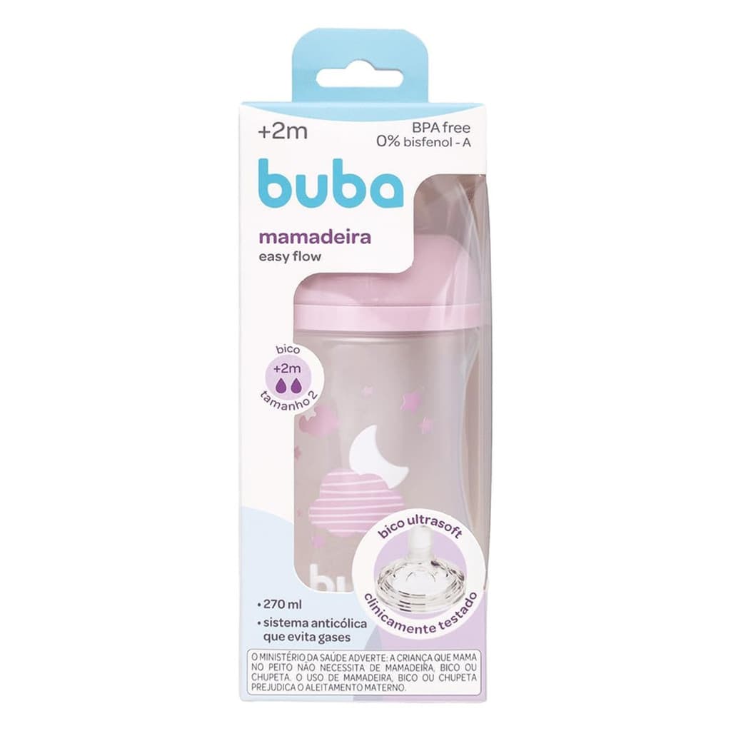 Mamadeira Buba Easy Flow Nuvem Rosa 270ml