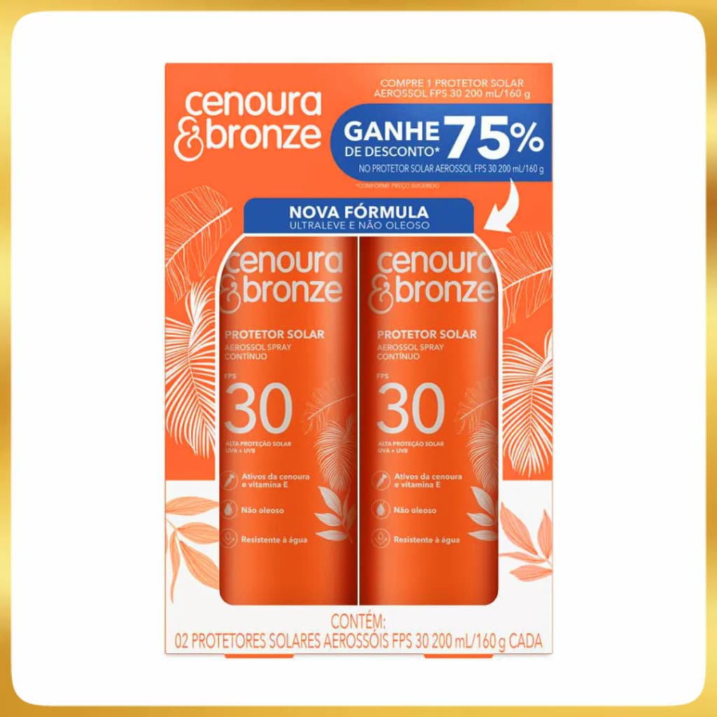 Kit Cenoura & Bronze Protetor Solar Aerossol Spray FPS30 200ml