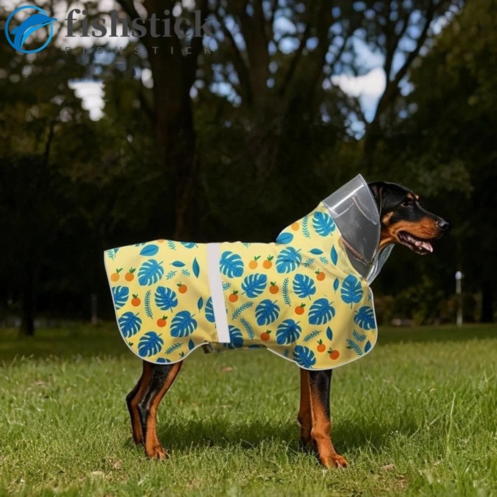Capa De Chuva Reflexiva Para Cachorro FISHSTICKA , Com Capuz Estampa De Frutas Ajustável À Prova D'água