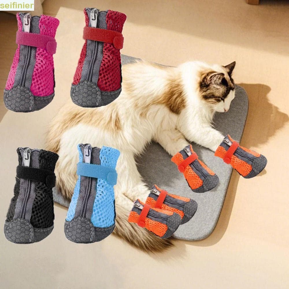 SEIFINIER 4 Unidades De Sapatos De Malha Para Cães , Antiderrapantes E Respiráveis De Estimação , Capa De Sapato Animais