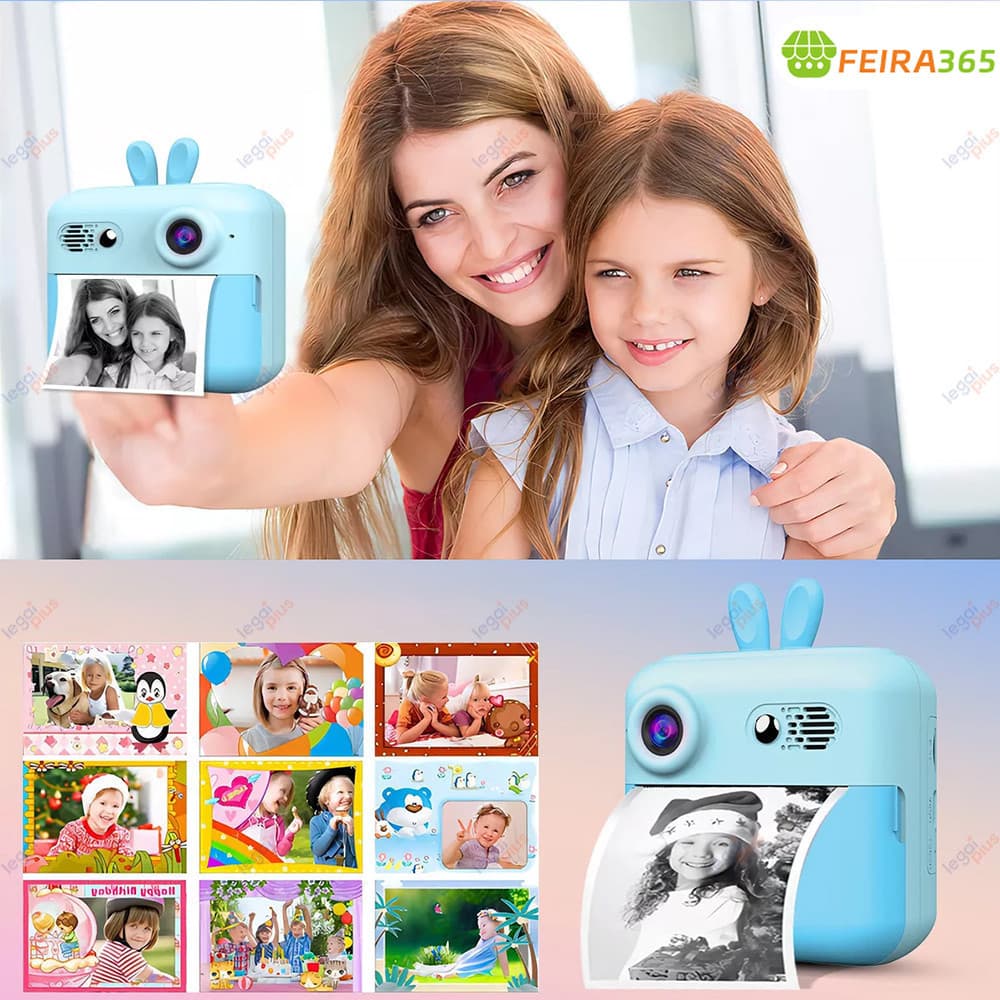 Câmera Digital Infantil com Impressão Térmica Instantânea - Presente Criativo para Meninos e Meninas