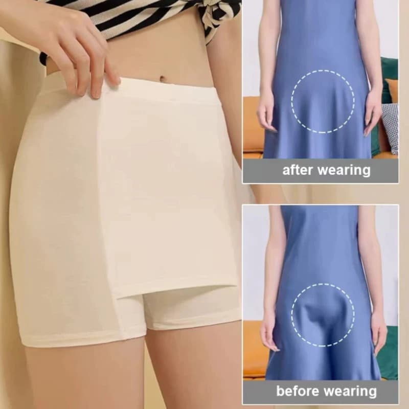 Flarixa Mulher Calção De Segurança De Seda Gelada Cintura Alta Dupla Camada Sob Saia Slim Fit Calça Sem Costura Verão Bo