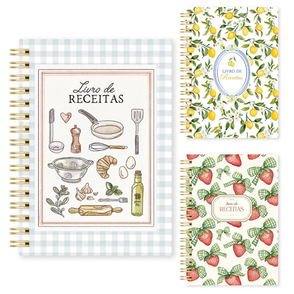 Livro de Receitas Inteligente Personalizado com Nome Capa Dura 100 Folhas Caderno Receita