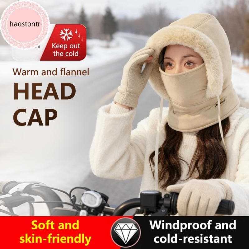 Haostontr Unissex Tempo Frio Térmico Balaclava Cachecol Inverno À Prova De Vento Capuz Chapéu De Pelúcia Ne Mais Quente 