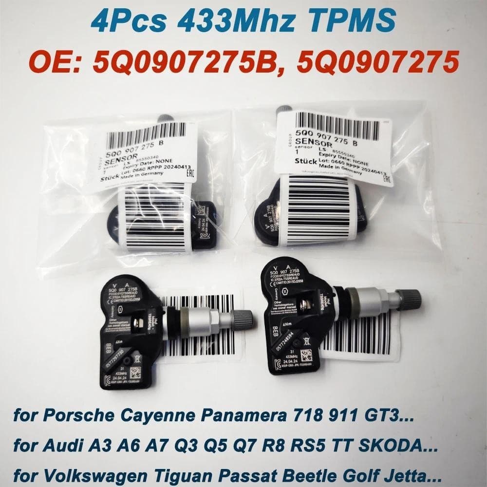 4 Unidades TPMS 5q De Alta Qualidade0907275b 5Q0907275 Sensor De Pressão Dos Pneus De Golfe Para Audi Skoda A3 A7 Porsch