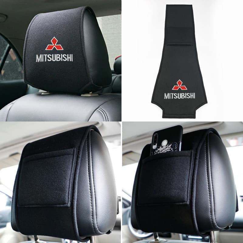 Capas para encosto de cabeça de carro, capa para almofada de pescoço de carro Mitsubishi, capa de algodão para encosto d