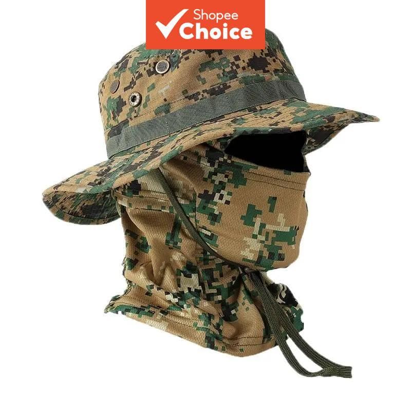 Balde Ao Ar Livre Chapéu Balaclava Conjunto Proteção Solar Pesca Caminhadas Tático Máscara Facial Capa De Cabeça Complet