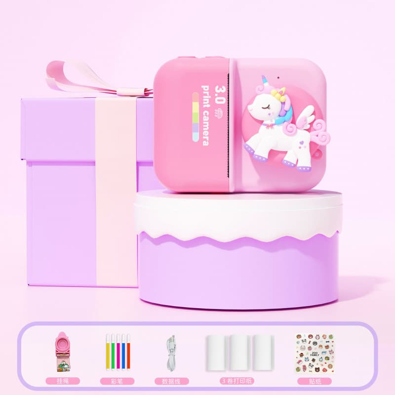 Câmera De Impressão Colorida Polaroid De Novo Estilo Infantil , Desenho Animado Fofo , Dupla Frontal E Traseira , Alta D