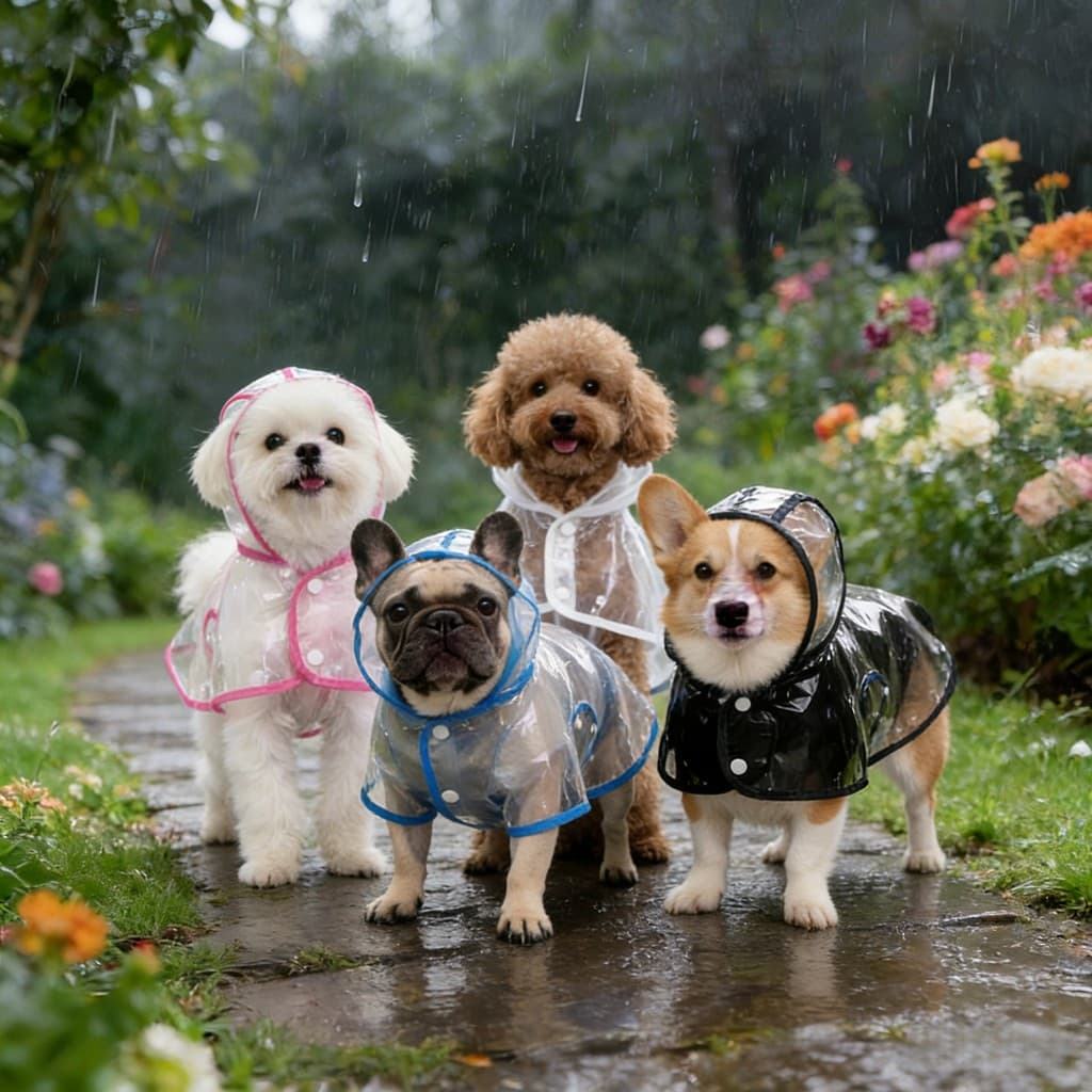 Capa De Chuva Impermeável Transparente Para Animais De Estimação Com design De Fivela De Borda Colorida , Roupas Ao Ar L