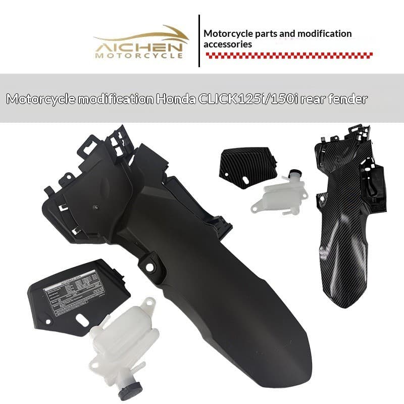 Fender Pára-Choque Traseiro Estendido Com Tampa Do Reservatório De Refrigerante Para Motocicleta Click125i/150i , Plásti