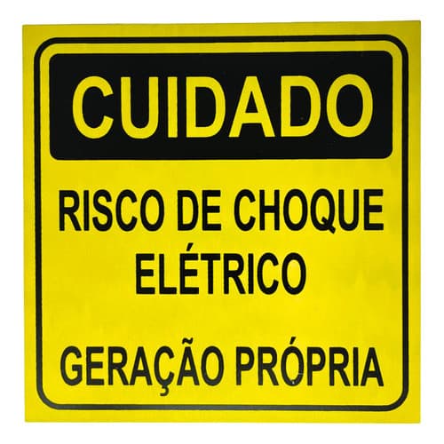 Placa Aviso Risco De Choque Geração Própria Energia Solar