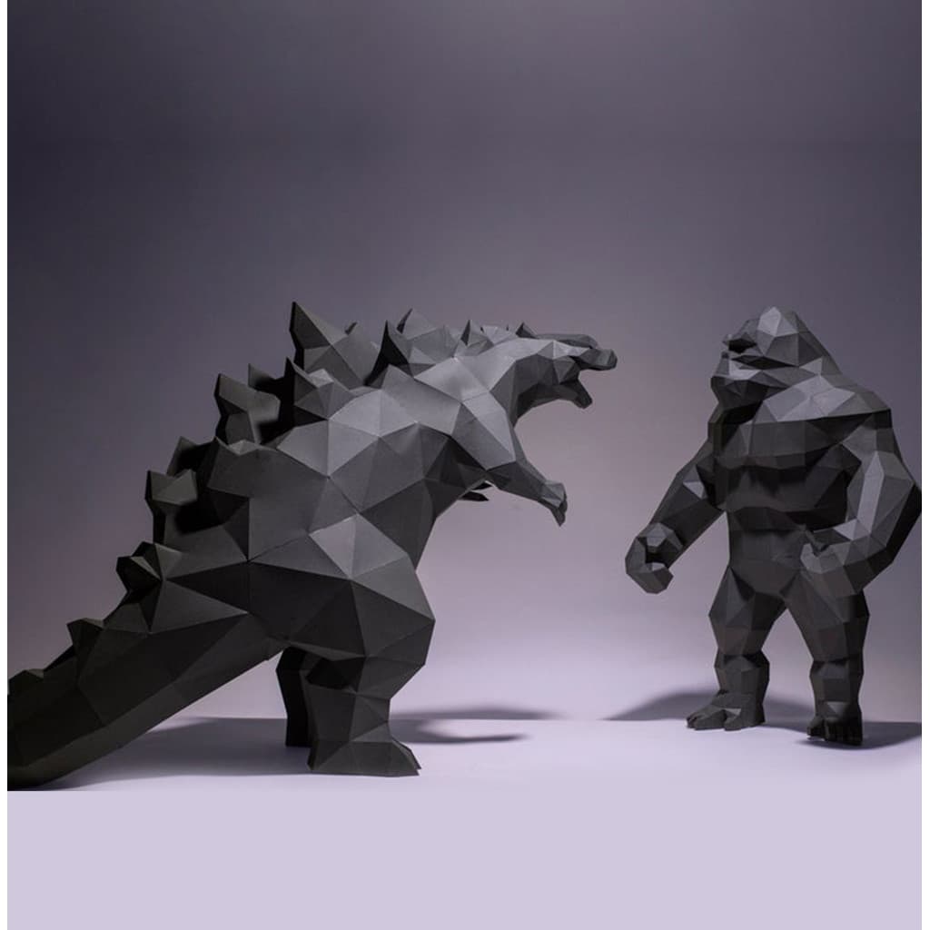 MOMO molde de papel tridimensional Godzilla vs King Kong Animal molde de papel modelo decoração quarto decoração para ca